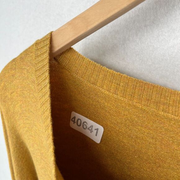 EILEEN FISHER Sweater XS Cozy Viscose Stretch Boat Neck Rib Trim Pullover Yellow - Picture 16 of 16